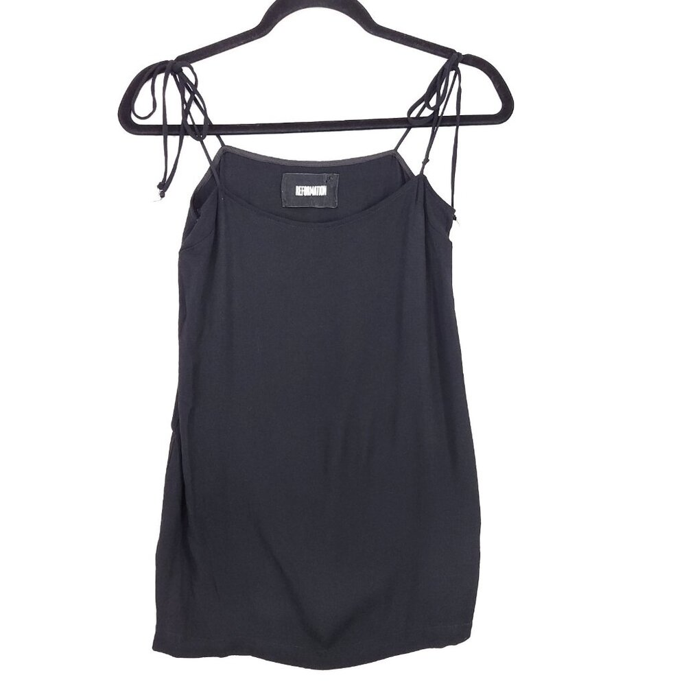 Reformation Cami Tank Top Size Small Black Adjustable Spaghetti Tie Straps